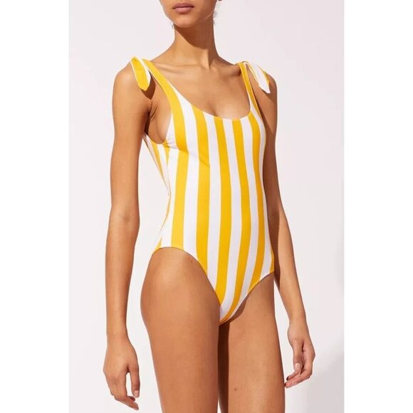 Solid & Striped The Anne-Marie Tie One Piece Swimsuit Yellow Medium‎ $168 NEW - Picture 1 of 16